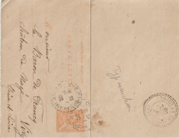 VP 63 . Entier Postal Sur Mini Courrier à Découper . Type Mouchon . Cachet Arrondi Tirets . Cachet Dieppe . 1902 . - Standard Covers & Stamped On Demand (before 1995)