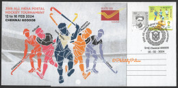 India 2024 35th All India Postal Hockey Tournament,Sport,Games,Punjab,Tamil Nadu,Odisha, Golden Picture Postcard (**) - Brieven En Documenten