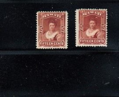 O) HAWAII, QUEEN KAPIOLANI 15c Red Brown, EXCELLENTE CONDITION - Hawaii