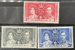 JAMAICA  - MH*  - 1937 CORONATION ISSUE - # 120/122 - Jamaïque (...-1961)