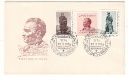 Yougoslavie - Lettre FDC De 1952 - Oblit Beograd - Tito - Valeur 85 Euros - - Briefe U. Dokumente