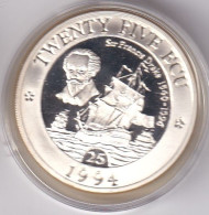 MONEDA DE PLATA DE REINO UNIDO DE 25 ECU DEL AÑO 1994 - PROOF (COIN) SIR FRANCIS DRAKE - Mint Sets & Proof Sets