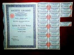 Société Gramme" Pantin (Seine) France .1964  Share Cerificate - Electricidad & Gas