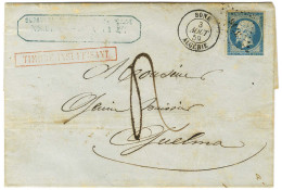 PC 3716 / N° 14 (def) Càd BONE / ALGERIE Sur Lettre 2 Ports Insuffisamment Affranchie Pour Guelma, Griffe Rouge Encadrée - 1853-1860 Napoleon III