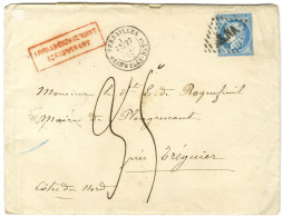 Losange ASNA / N° 60 Càd VERSAILLES / ASSEMBLEE NATle Sur Lettre Insuffisamment Affranchie Pour Treguier Taxée 35c. 1873 - 1871-1875 Ceres