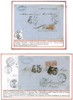 Lot De 2 Lettres De Aachen Et Koeln Pour La France Avec Griffe Encadrée Rouge PR 1 R Et Taxe 45 DT. - TB / SUP. - Other & Unclassified