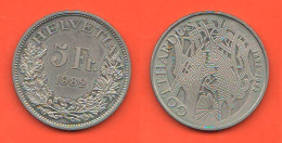 Suisse 5 Francs 1982 Gottard Railway Helvetia Switzerland Svizzera 5 Franchi 1982 Tipological Nickel Coin - Commemorative