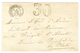 Càd T 15 FONTAINEBLEAU (73) Et Taxe 30 DT Sur Lettre Adressée à Un Marin, Division Du Brésil Et De La Plata. 1857. - SUP - Other & Unclassified