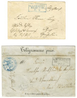 Lot De 2 Lettres Avec Cachet Encadré Noir Et Bleu K.PR.FELD.POST / RELAIS N° 26 (Belfort) Adressées En Franchise Militai - Covers & Documents