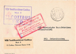 DDR ZKD Brief VEB Textilkombinat Cottbus Werk II 1971 - Service Central De Courrier