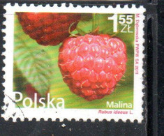 POLONIA POLAND POLSKA 2011 FRUIT AND FLOWERS RUBUS IDAEUS 1.55z USED USATO OBLITERE' - Used Stamps