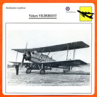 Fiche Aviation Vickers VILDEBEEST / Avion Bombardier Torpilleur UK Avions - Flugzeuge