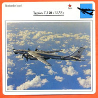 Fiche Aviation TUPOLEV TU 20 BEAR   / Avion Bombardier  Lourd URSS  Avions - Airplanes