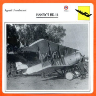 Fiche Aviation HANRIOT HD 14   / Avion Appareil D'entrainement France Avions - Airplanes