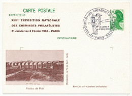 CP Entier Repiqué 1,70 Liberté - Viaduc De Poix - 42e Expo Des Cheminots Philatélistes - PARIS 31 Janv/1e Février 1985 - Overprinter Postcards (before 1995)