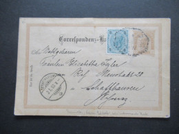 Österreich 1899 GA Mit 3 Kreuzer Zusatzfrankatur Nach Schaffhausen Mit Toller Zeichnung Österr. Soldat Mit Lied / Jahres - Postcards