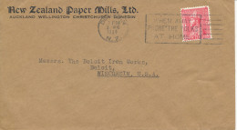 New Zealand Cover Sent To USA Dunedin 3-8-1934 Single Franked - Lettres & Documents