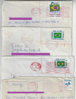 Brazil 1991/1996 4 Shipped Cover With Definitive Stamp And With Postmark In Red Ink (the Ink Of Meter Stamp Machines) - Covers & Documents