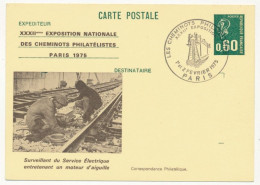 FRANCE - Entier Repiqué 0,60 Bequet - Surveillant Du Service électrique -32eme Expo Cheminots Philatélistes -  Fév 1975 - Cartes Postales Repiquages (avant 1995)