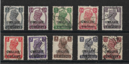 INDIA - GWALIOR 1942 - 1945 SET (ex 6a) SG 118/128 (ex SG 126) FINE USED. HIGH CATALOGUE VALUE. - Gwalior