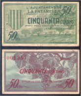 Billete Local 1937 Ajuntament De Fatarella 50 Cts - Other & Unclassified