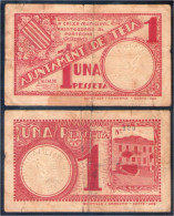 Billete Local Ajuntament De Teià 1 Peseta - Other & Unclassified