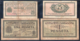 Billete Local 1937 Ajuntament De Tarragona  25 Cts + 1 Pta - Other & Unclassified