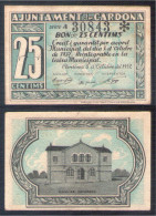 Billete Local 1937 Ajuntament De Cardona 25 Cts - Other & Unclassified