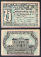 Billete Local 1937 Ajuntament De Cardona 25 Cts - Otros & Sin Clasificación