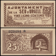 Billete Local 1937 Ajuntament De Seu D Urgell 25 Cts. - Andere & Zonder Classificatie