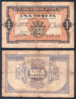 Billete Local Consejo Municipal De Caspe 1 Pta - Altri & Non Classificati