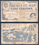 Billete Local 1937 Ajuntament De Premia De Mar  5 Cts. - Otros & Sin Clasificación