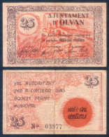 Billete Local Ajuntament De Olvan 25 Centims. - Sonstige & Ohne Zuordnung