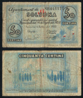 Billete Local 1937 Ajuntament De Solsona  50 Cts. - Otros & Sin Clasificación