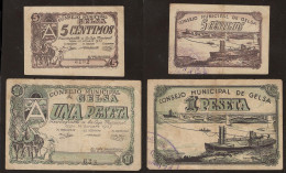 Billete Local 1937 Consejo Municipal De Gelsa ( Zaragoza ) 5 Cts. Y 1 Peseta - Altri & Non Classificati