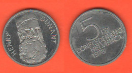 Helvetia 5 Francs 1978 Dunant Svizzera Suisse Switzerland Schweiz - 5 Francs