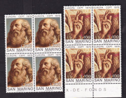 1975 San Marino Saint Marin EUROPA CEPT EUROPE 4 Serie In Quartina MNH** Pittura, Painting Block 4 - 1975