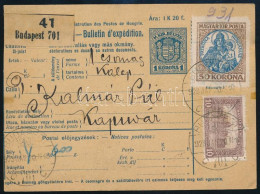 1923 Csomagszállító 60K Bérmentesítéssel és 3 X 10f Hivatalos Bélyeggel "BUDAPEST" - Kapuvár - Other & Unclassified