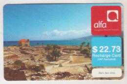 LEBANON - Jbeil Sea View , Alfa Recharge Card 22.73$, Exp.date 15/06/12, Used - Libanon