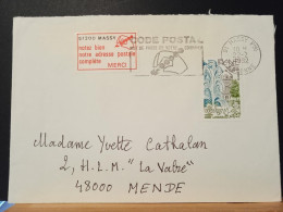 Code Postal, Lettre Circulée Avec Vignette 91300 MASSY Vers Mende Le 22 Février 1982 - Brieven En Documenten