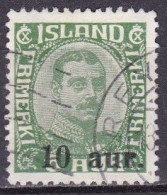 IS017G– ISLANDE – ICELAND – 1922 – KING CHRISTIAN X OVERP. – SG # 139 USED 4 € - Gebraucht