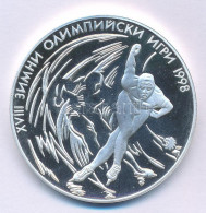 Bulgária 1996. 1000L Ag "Téli Olimpia, Nagano - Gyorskorcsolya" Kapszulában T:PP Kis Folt Bulgaria 1996. 1000 Leva Ag "W - Unclassified