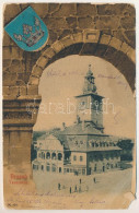 T4 1902 Brassó, Kronstadt, Brasov; Tanácsház, Városháza. Szecessziós Címeres Litho Keret / Town Hall. Art Nouveau, Litho - Ohne Zuordnung