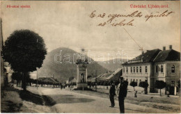 * T2/T3 1913 Újbánya, Königsberg, Nová Bana; Fő Utca, Szentháromság Szobor / Main Street, Trinity Statue (EK) - Unclassified