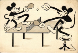 ** T2/T3 Pingpongozó Mickey Egerek, Asztalitenisz. Klösz Korai Disney Képeslap. Hátoldalon Izsák József Rt. Vegyészetigy - Non Classés