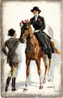 T2/T3 1917 Virágcsokorral Megajándékozott Lovagló Hölgy / "A Declaration Of Love" Lady Art Postcard With Horse. WSSB 469 - Non Classés