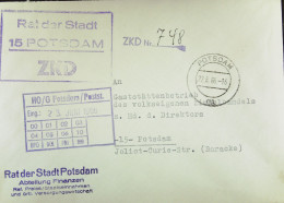 DDR-DIENST-BRIEF Mit ZKD-Kastenst "Rat Der Stadt 15 POTSDAM" Vom 22.6.66 An HO Gaststättenbetrieb Potsdam -ZKD-Nr. 748 - Briefe U. Dokumente