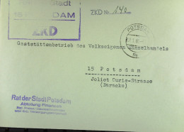 DDR-DIENST-BRIEF Mit ZKD-Kastenstempel "Rat Der Stadt 15 POTSDAM" 27.1.66 An HO Gaststättenbetrieb Potsdam -ZKD-Nr. 140 - Briefe U. Dokumente