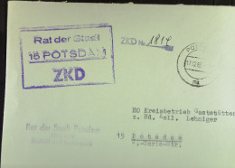 DIENST-Brief Mit ZKD-Kastenst, "Rat Der Stadt 15 POTSDAM" V17.12.65 An HO Kreisbetrieb Gaststäten Potsdam -ZKD-Nr. 1814 - Briefe U. Dokumente