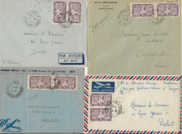 INDOCHINE  LOT DE 4 LETTRES AFFRANCHIES PAIRE N° 168 -CACHETS DIVERS -ANNEE 1947-51 - Storia Postale